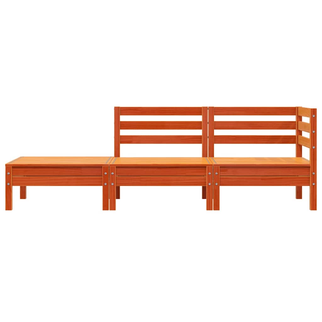 Garden Sofa | Wax Brown | Solid Pine Wood | 3-Seater | Modular
