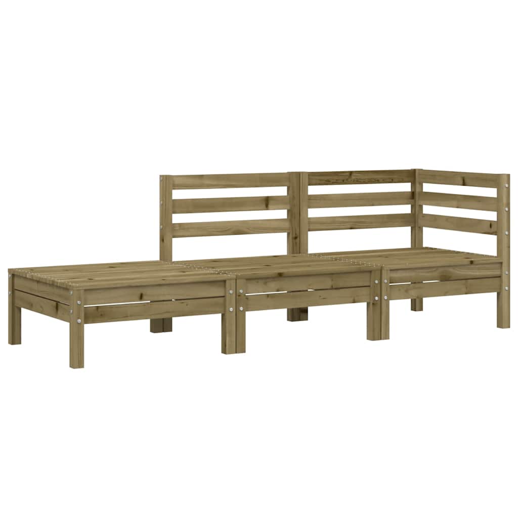 Garden Sofa | Natural wood | Impregnated solid pine wood | 3-Seater