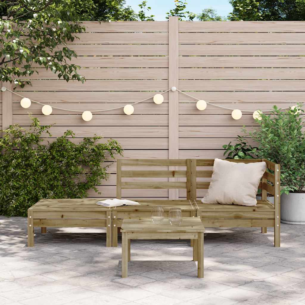 Garden Sofa | Natural wood | Impregnated solid pine wood | 3-Seater
