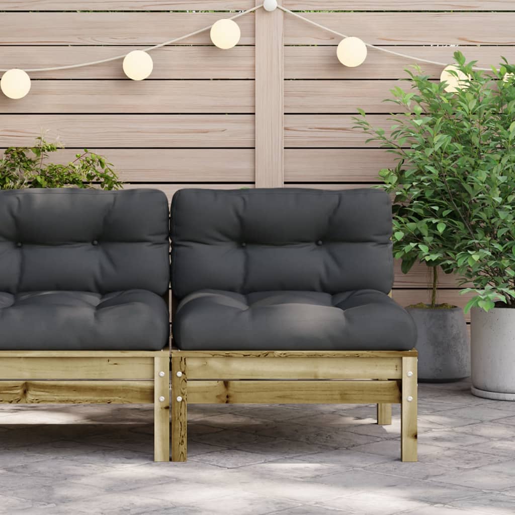 vidaXL Garden Sofa Armless with Cushions Impregnated Wood Pine