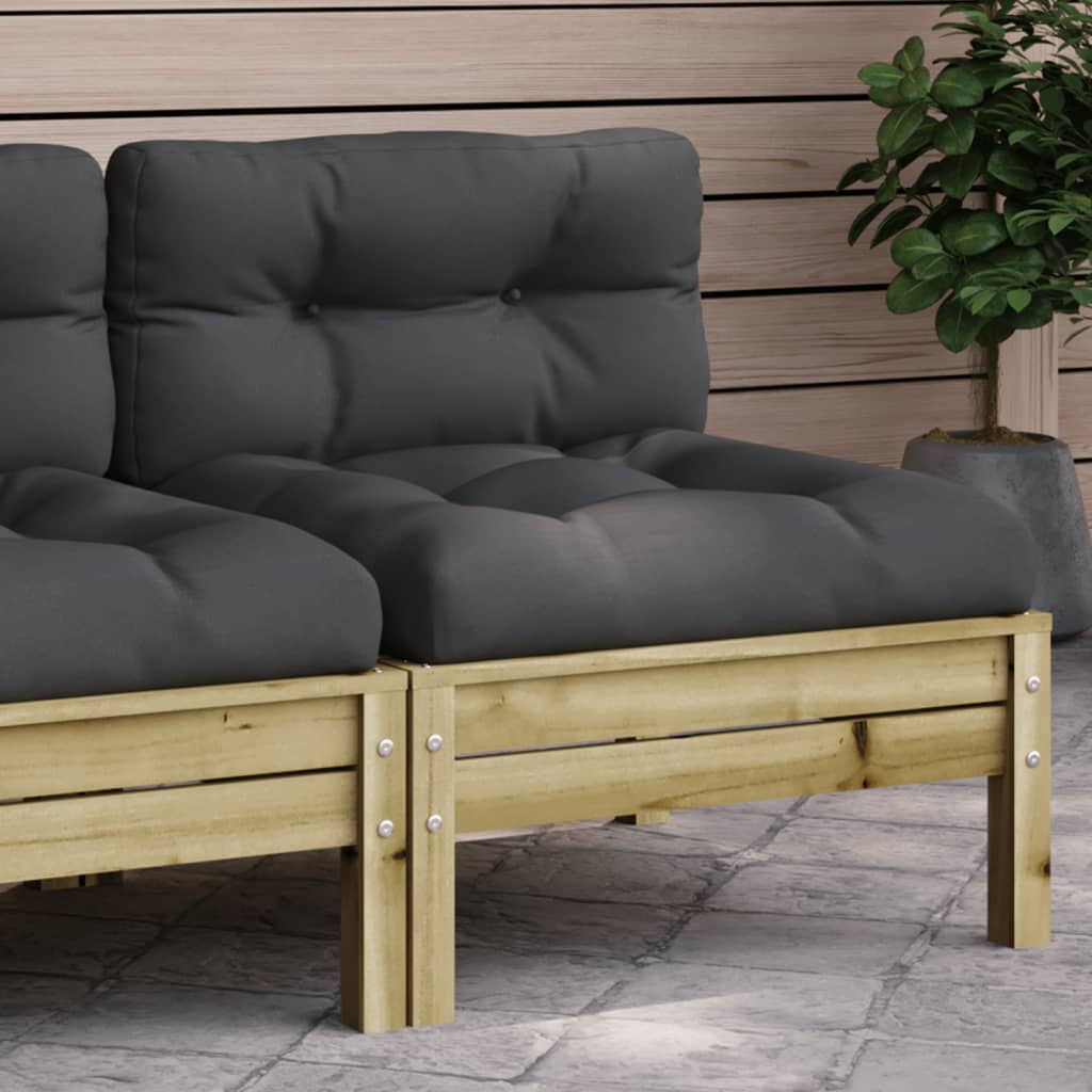 vidaXL Garden Sofa Armless with Cushions Impregnated Wood Pine