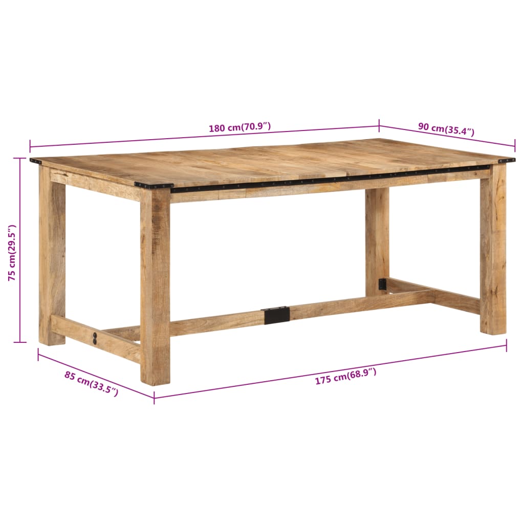 Dining Table 180x90x75 cm Solid Wood Mango