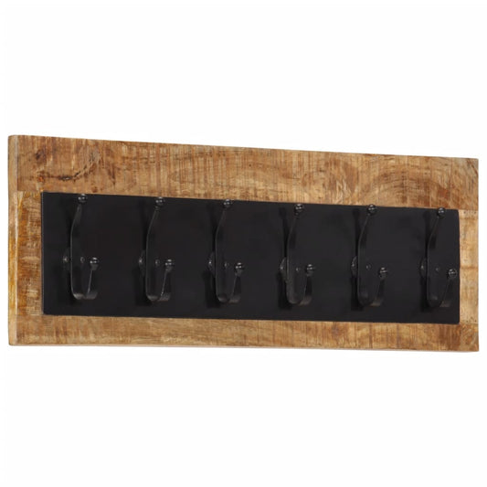 vidaXL Wall-mounted Coat Rack with 6 Hooks Solid Wood Mango