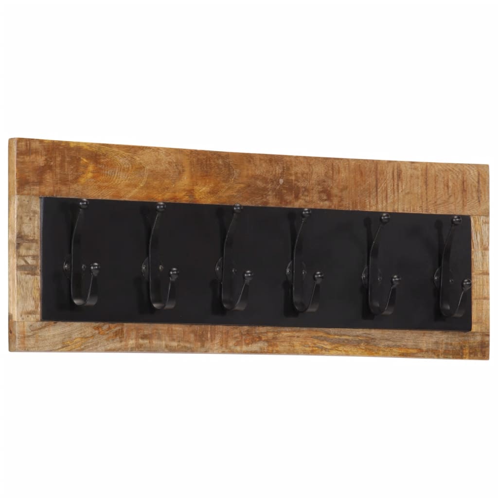 vidaXL Wall-mounted Coat Rack with 6 Hooks Solid Wood Mango