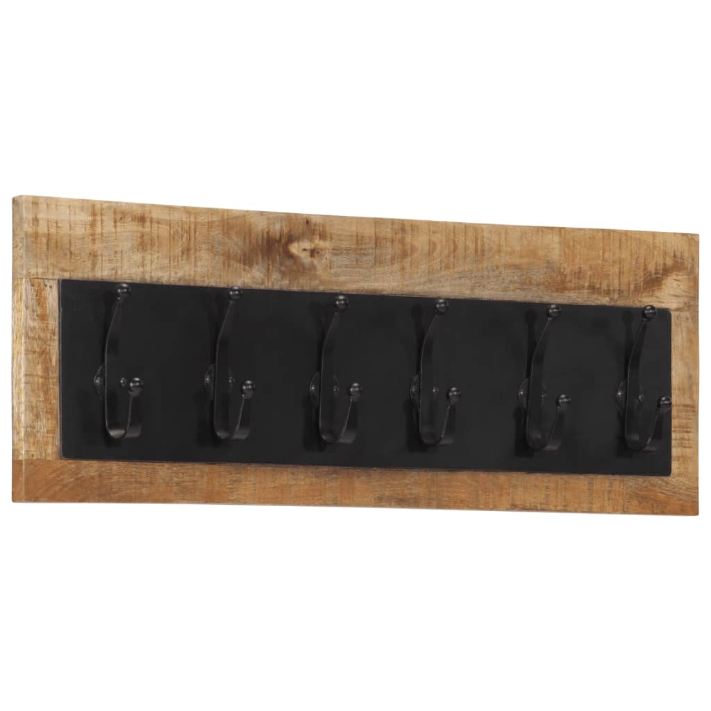 vidaXL Wall-mounted Coat Rack with 6 Hooks Solid Wood Mango