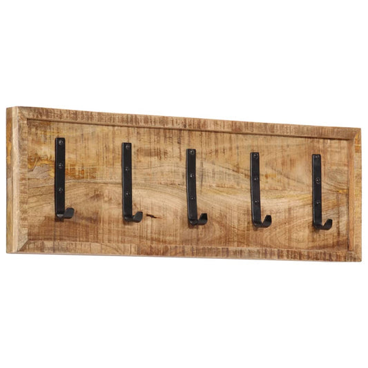 vidaXL Wall-mounted Coat Rack with 5 Hooks Solid Wood Mango