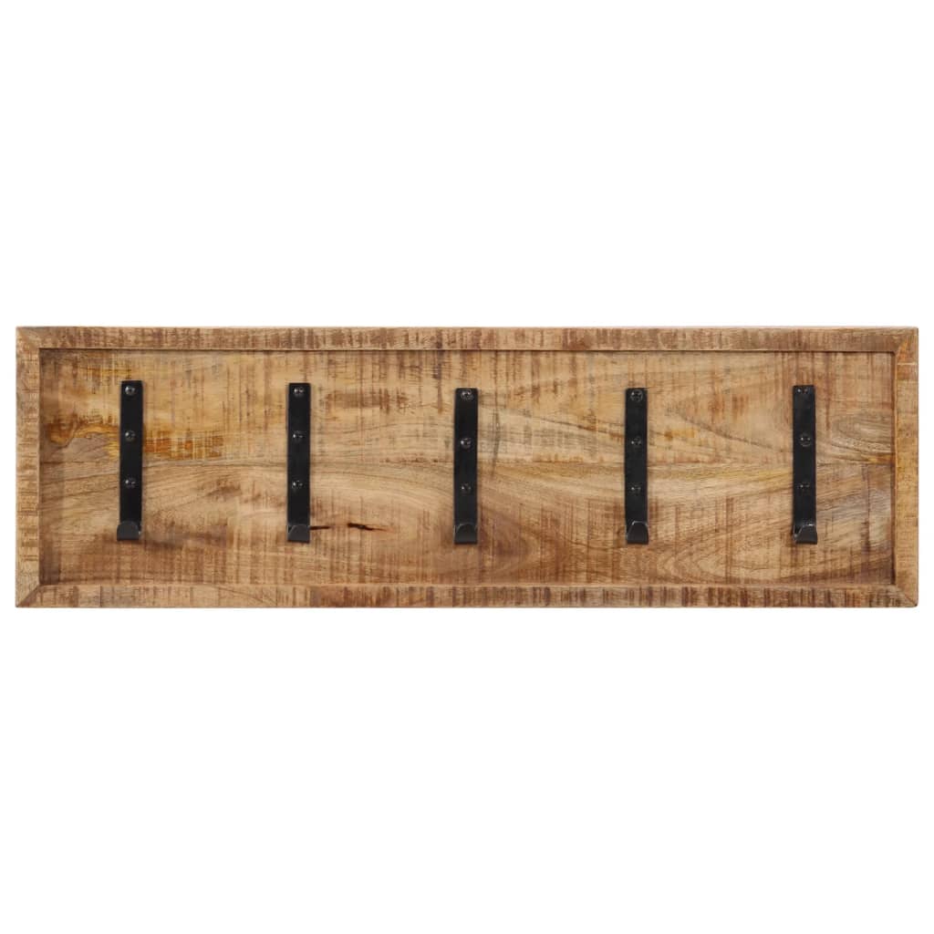 vidaXL Wall-mounted Coat Rack with 5 Hooks Solid Wood Mango