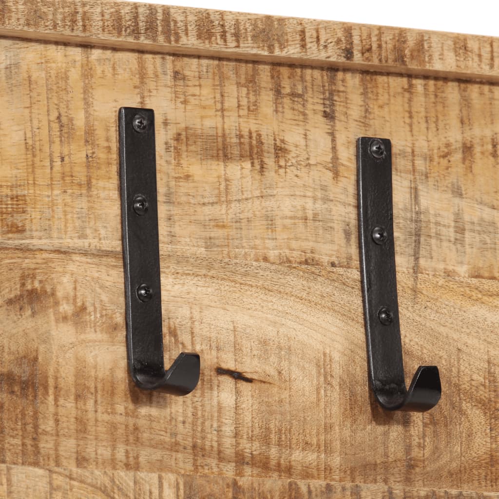 vidaXL Wall-mounted Coat Rack with 5 Hooks Solid Wood Mango