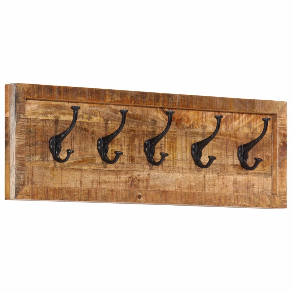 vidaXL Wall-mounted Coat Rack with 5 Hooks Solid Wood Mango