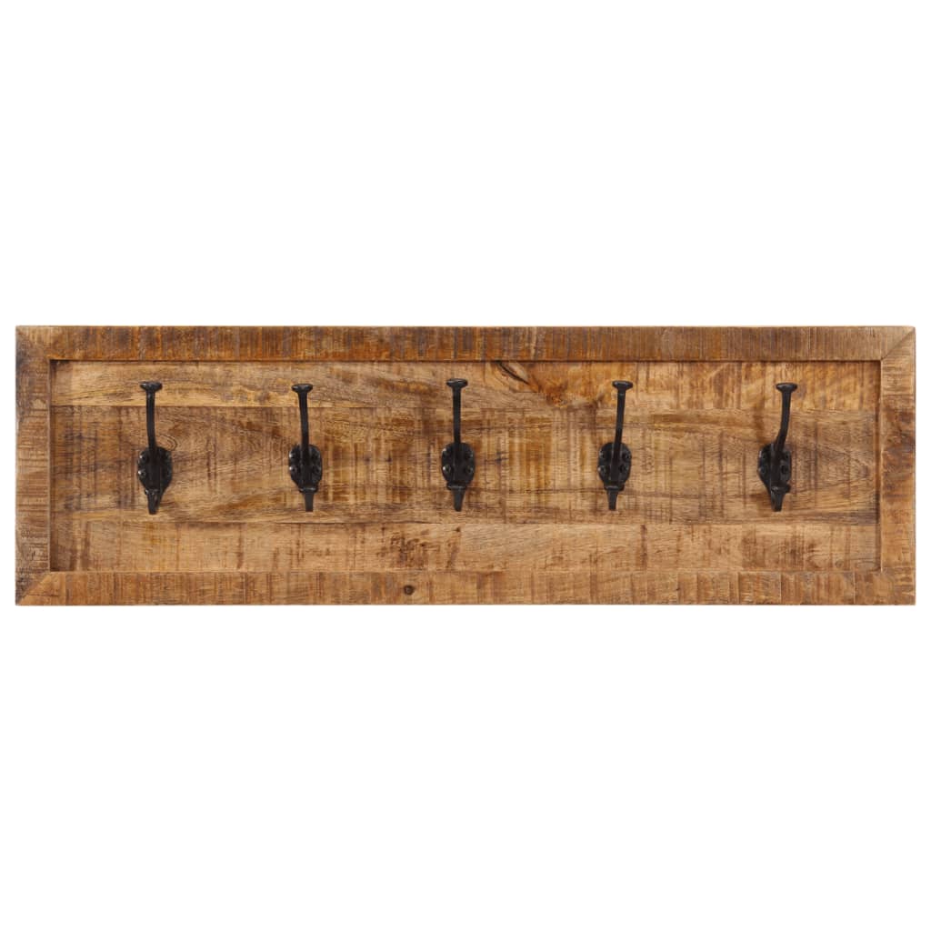 vidaXL Wall-mounted Coat Rack with 5 Hooks Solid Wood Mango