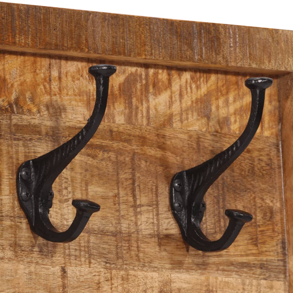 vidaXL Wall-mounted Coat Rack with 5 Hooks Solid Wood Mango