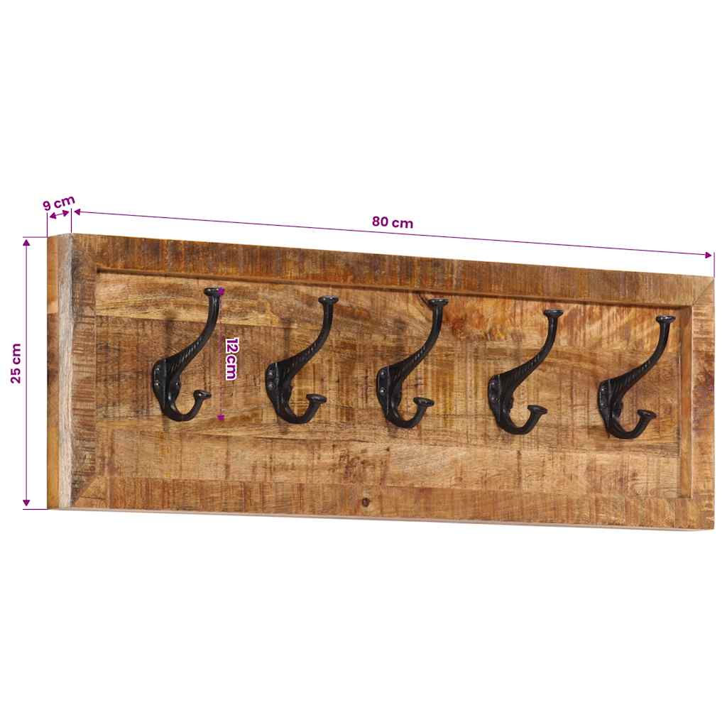 Wall-mounted Coat Rack with 5 Hooks Solid Wood Mango