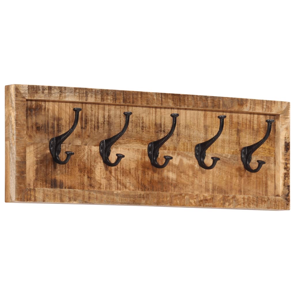 vidaXL Wall-mounted Coat Rack with 5 Hooks Solid Wood Mango