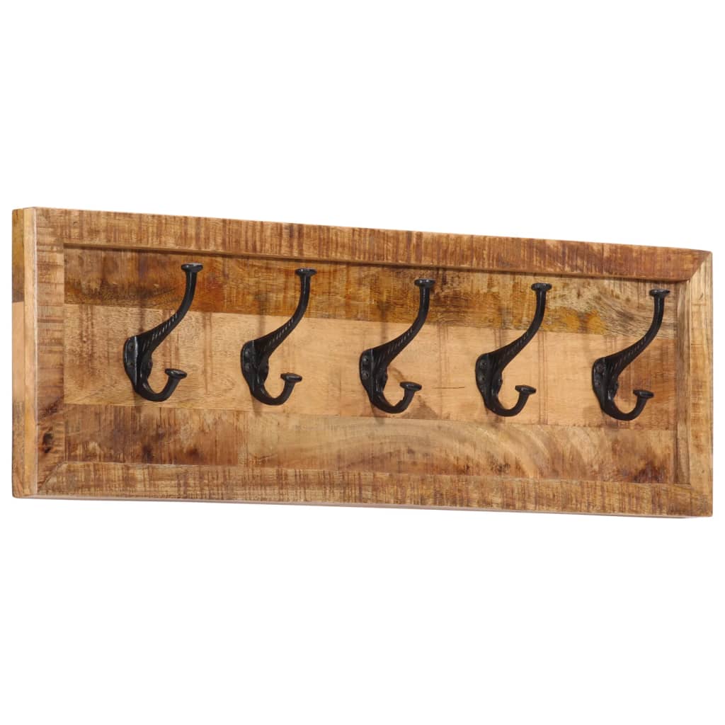 vidaXL Wall-mounted Coat Rack with 5 Hooks Solid Wood Mango