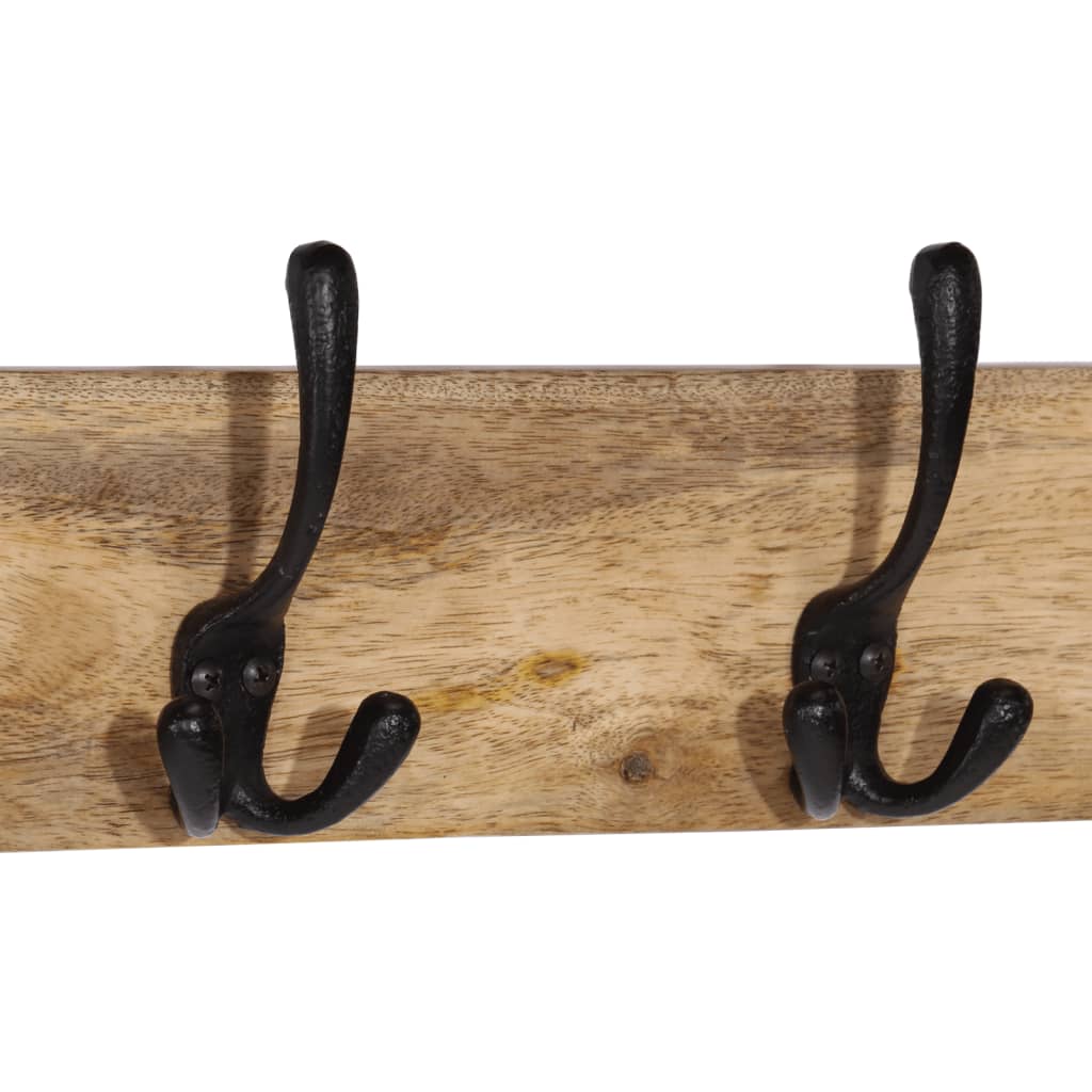 vidaXL Wall-mounted Coat Rack with 4 Hooks Solid Wood Mango