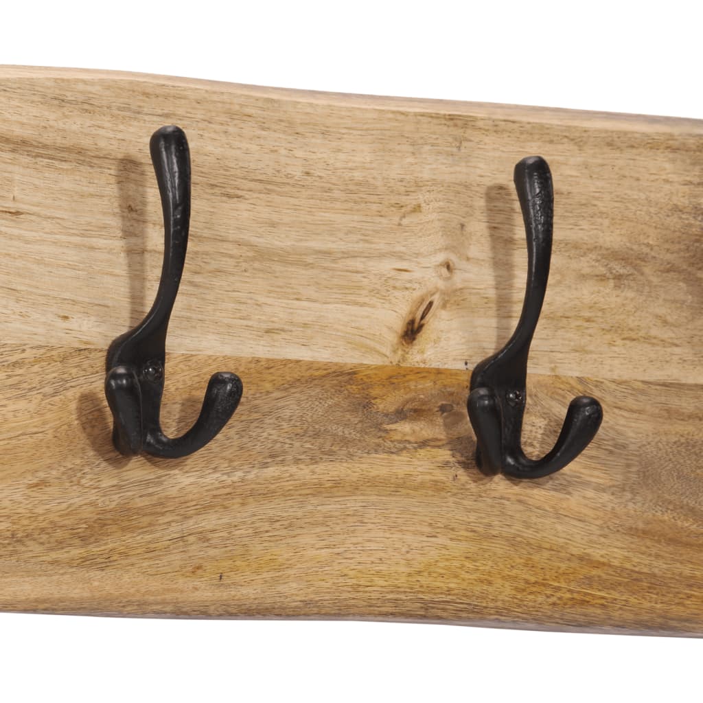 vidaXL Wall-mounted Coat Rack with 4 Hooks Solid Wood Mango