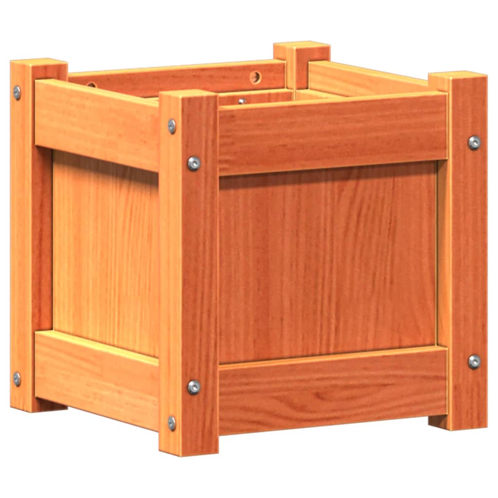 Garden Planters 2 pcs Wax Brown Solid Wood Pine