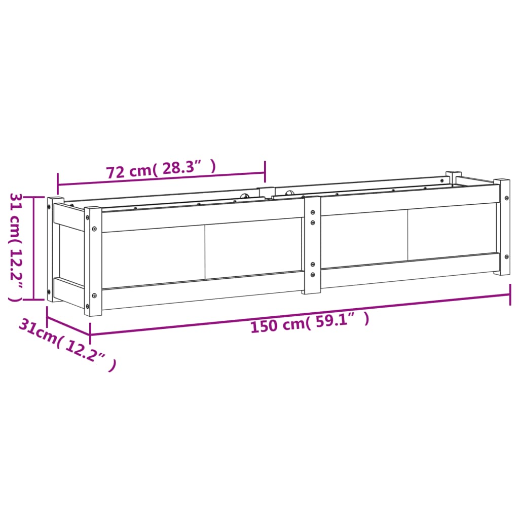 vidaXL Garden Planter 150x31x31 cm Solid Wood Douglas