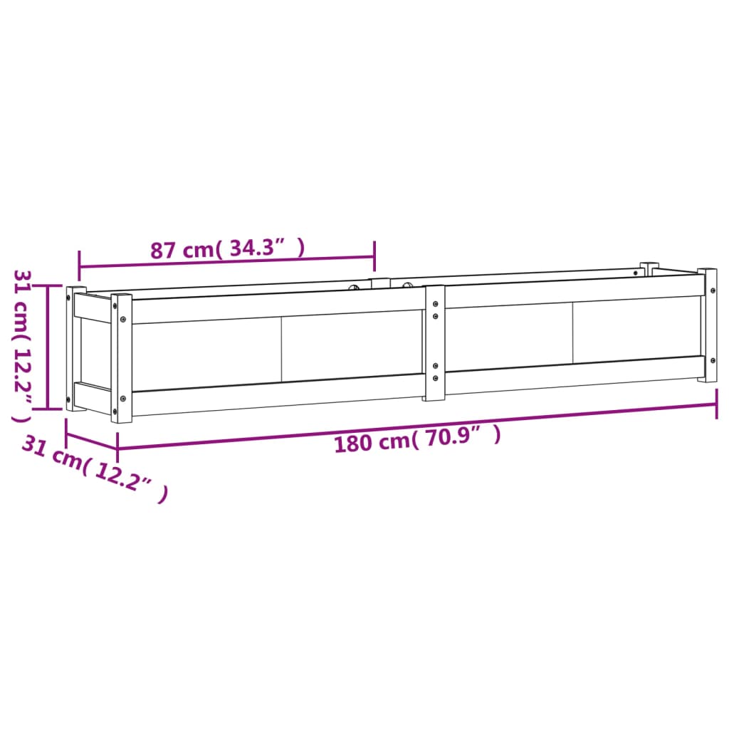 vidaXL Garden Planter 180x31x31 cm Solid Wood Douglas