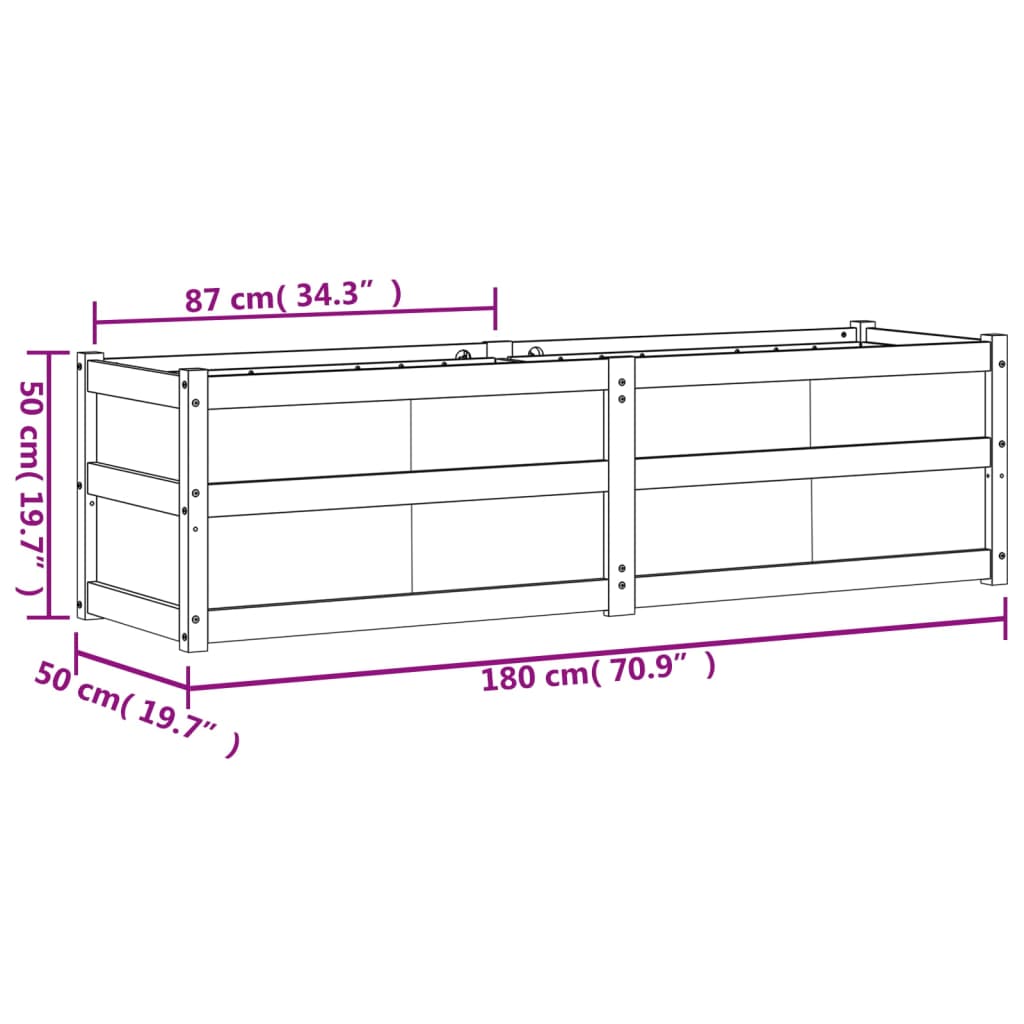 vidaXL Garden Planter 180x50x50 cm Solid Wood Pine