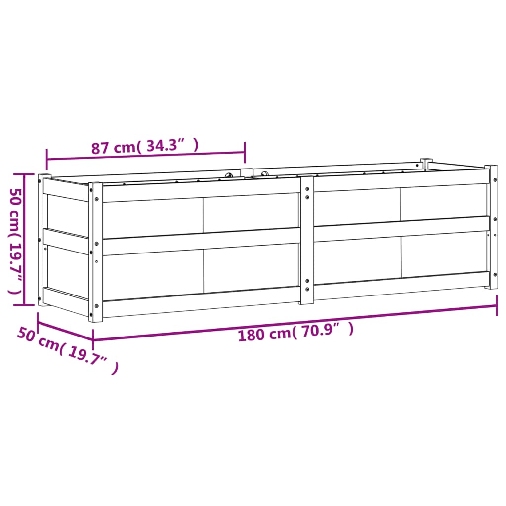 vidaXL Garden Planter 180x50x50 cm Impregnated Wood Pine