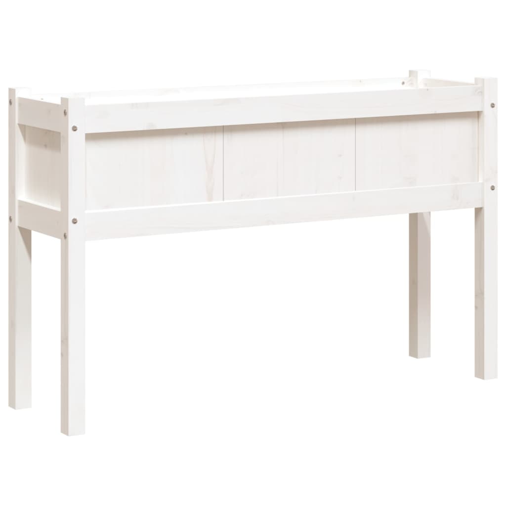 vidaXL Garden Planter with Legs White 110x31x70 cm Solid Wood Pine