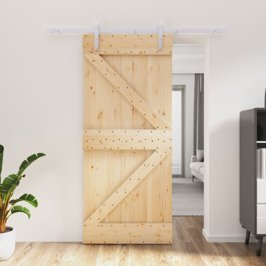 vidaXL Sliding Door with Hardware Set 90x210 cm Solid Wood Pine