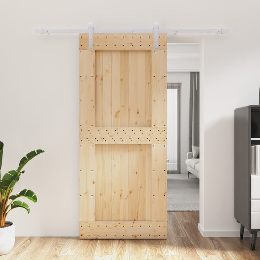 vidaXL Sliding Door with Hardware Set 90x210 cm Solid Wood Pine