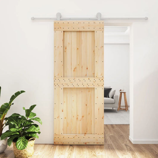 vidaXL Sliding Door with Hardware Set 85x210 cm Solid Wood Pine