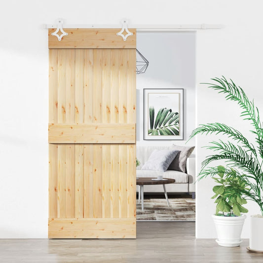 vidaXL Sliding Door with Hardware Set 90x210 cm Solid Wood Pine