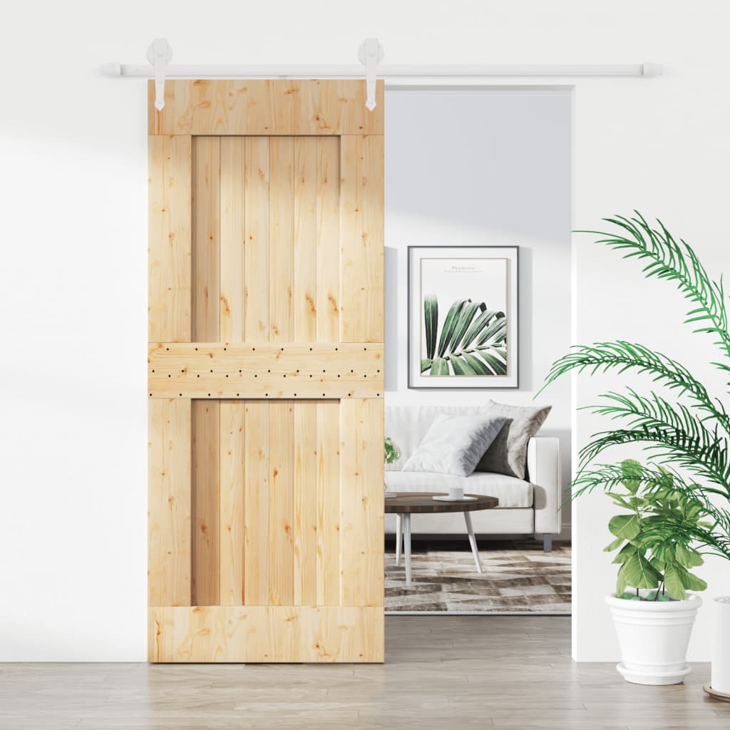 vidaXL Sliding Door with Hardware Set 85x210 cm Solid Wood Pine