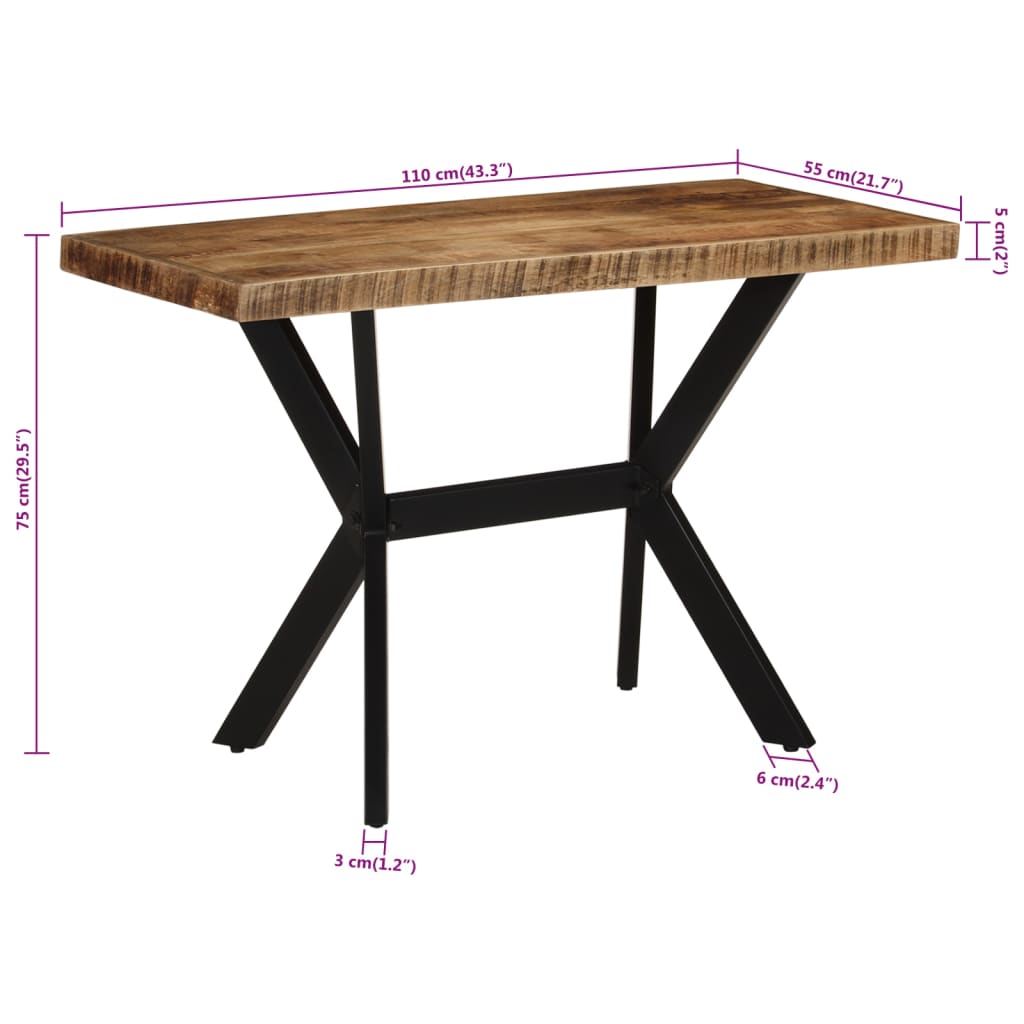 vidaXL Dining Table 110x55x75 cm Solid Wood Mango