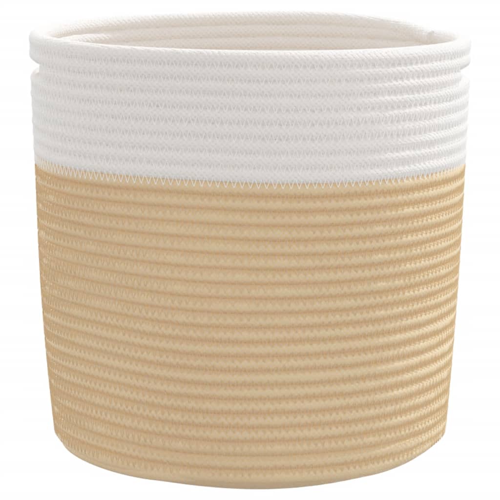 Storage Baskets 2 pcs Beige and White Ø28x28 cm Cotton