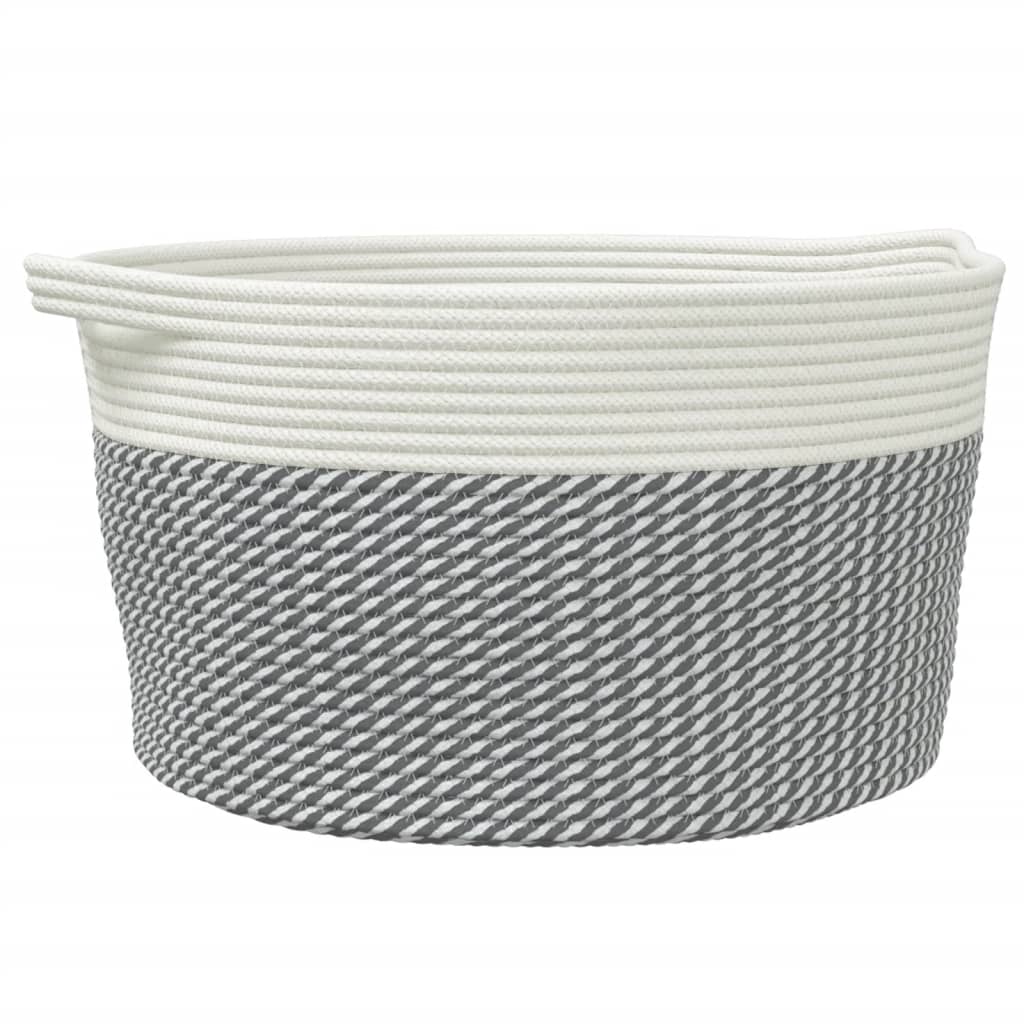 Storage Basket Grey and White Ø40x25 cm Cotton
