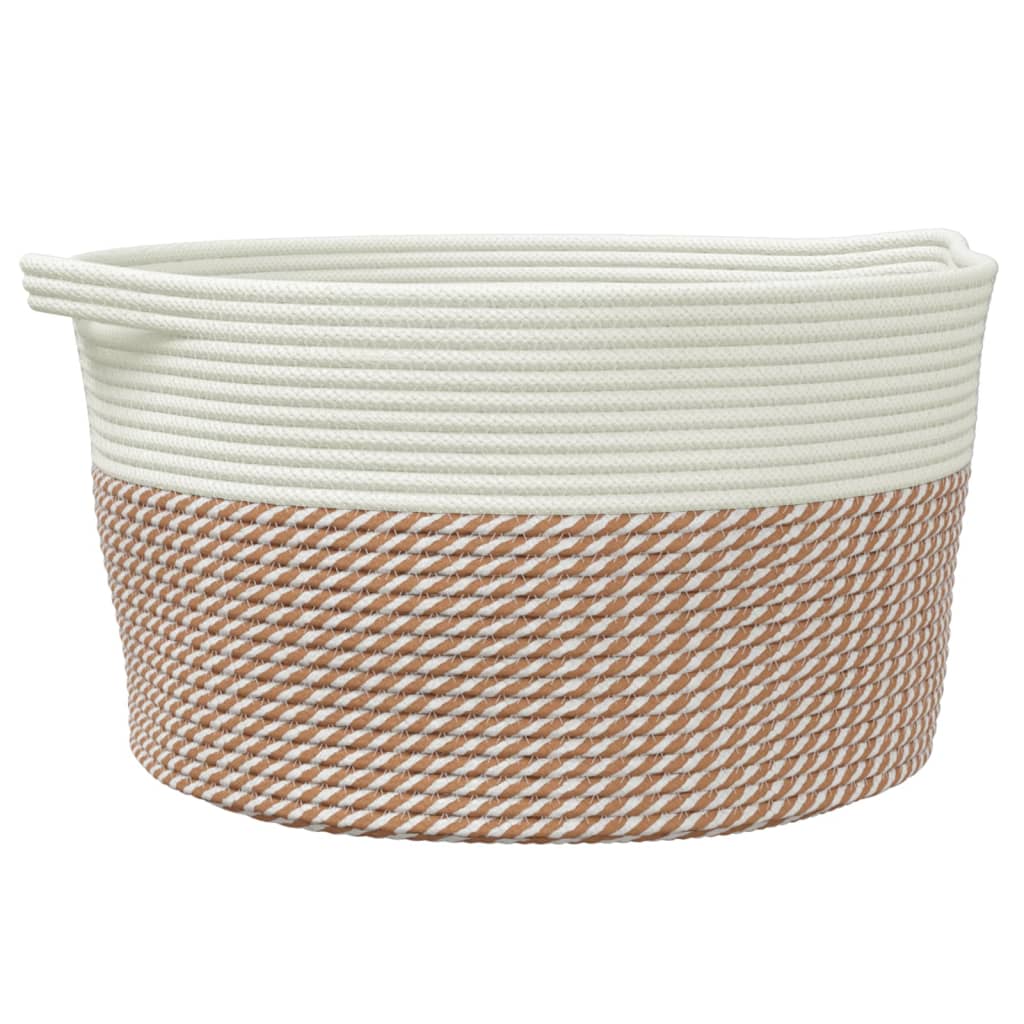 Storage Basket Brown and White Ø40x25 cm Cotton