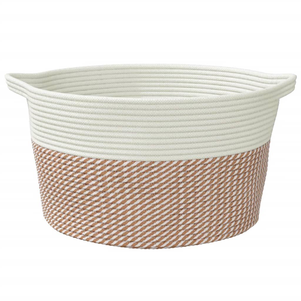 Storage Basket Brown and White Ø40x25 cm Cotton
