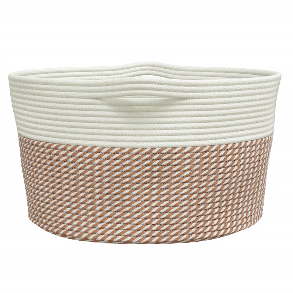 Storage Basket Brown and White Ø40x25 cm Cotton