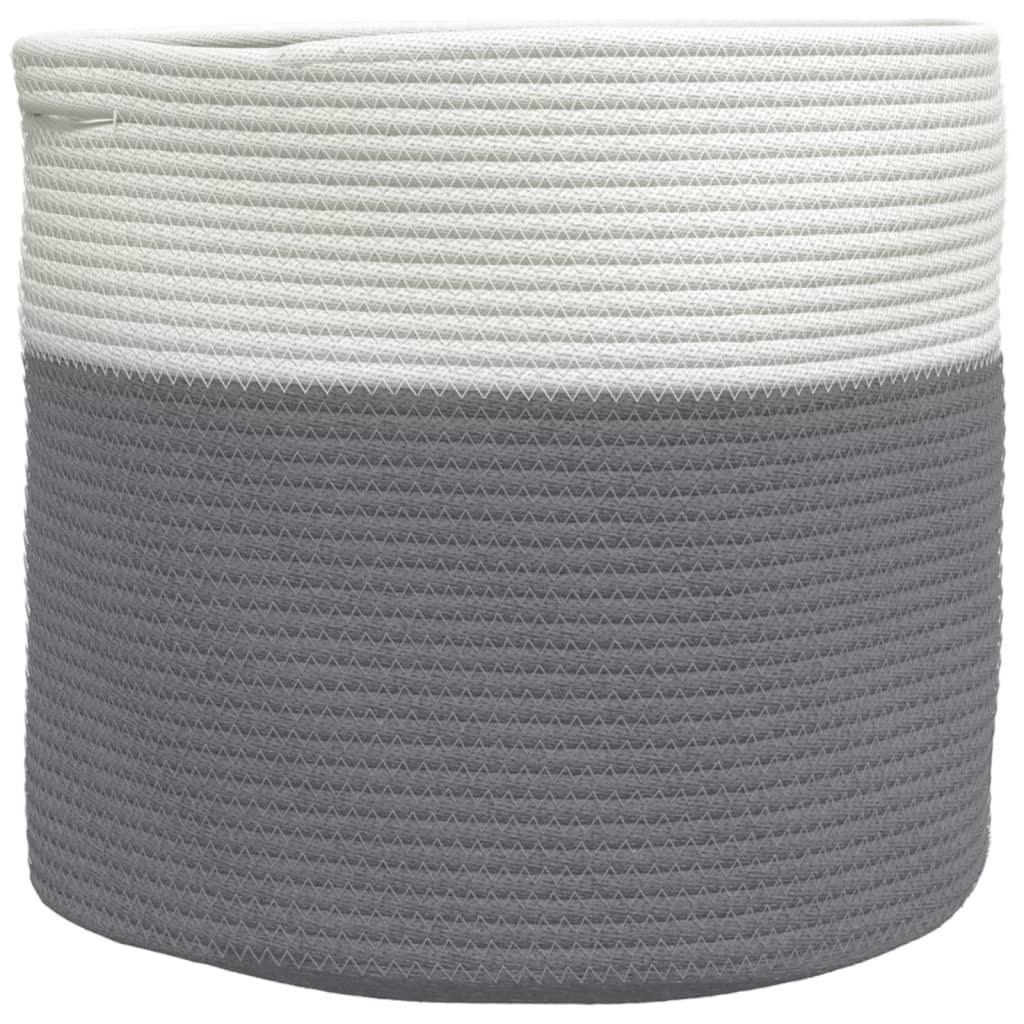 Storage Basket Grey and White Ø40x35 cm Cotton