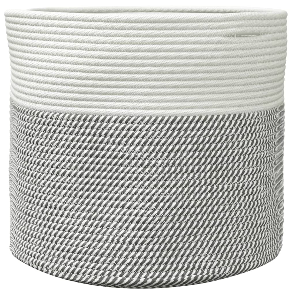 Storage Basket Grey and White Ø40x35 cm Cotton