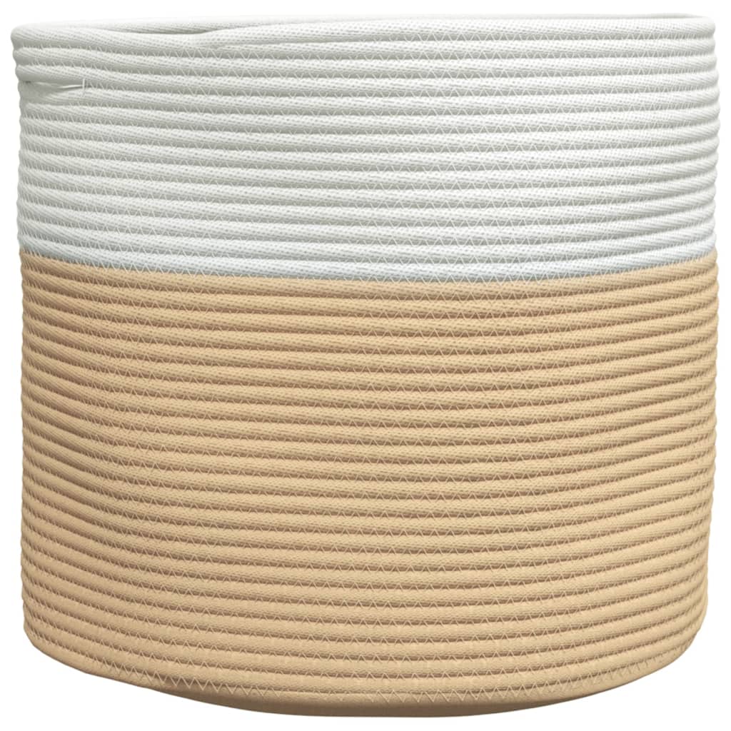 Storage Basket Beige and White Ø40x35 cm Cotton