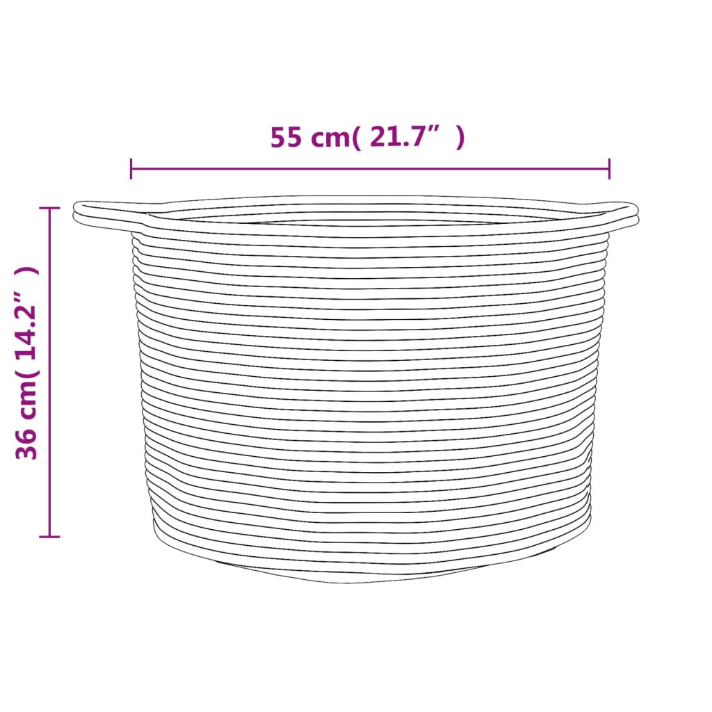 Laundry Basket Grey and White Ø55x36 cm Cotton
