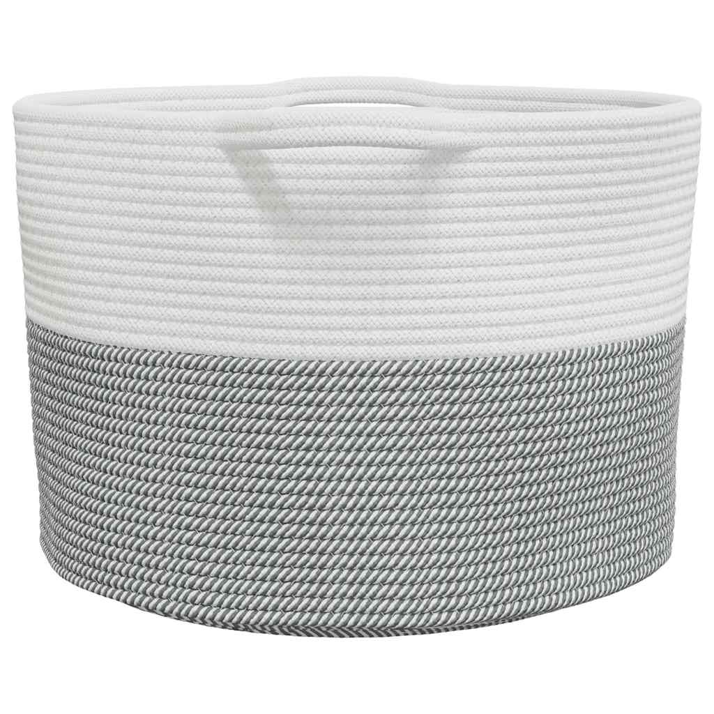 Laundry Basket Grey and White Ø55x36 cm Cotton