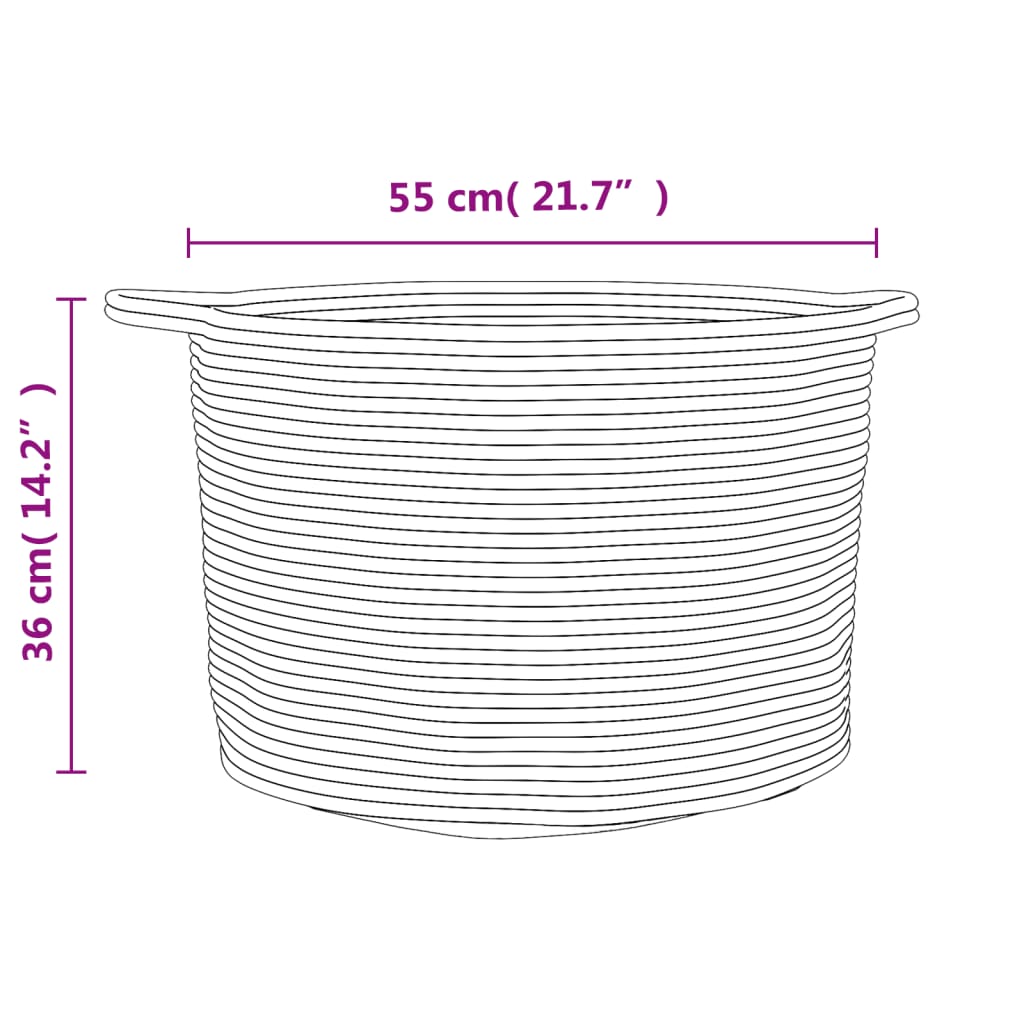 Laundry Basket Beige and White Ø55x36 cm Cotton