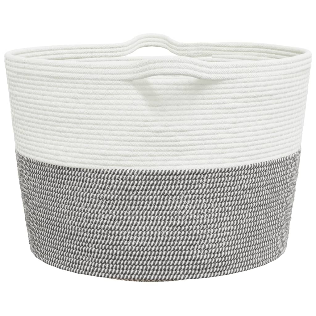 Laundry Basket Grey and White Ø60x36 cm Cotton