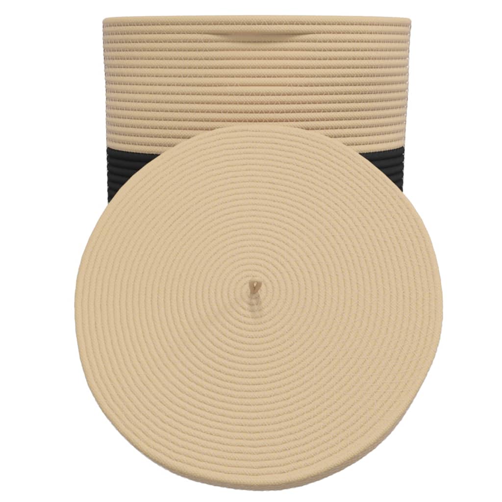 Storage Basket with Lid Black and Beige Ø37x50 cm Cotton