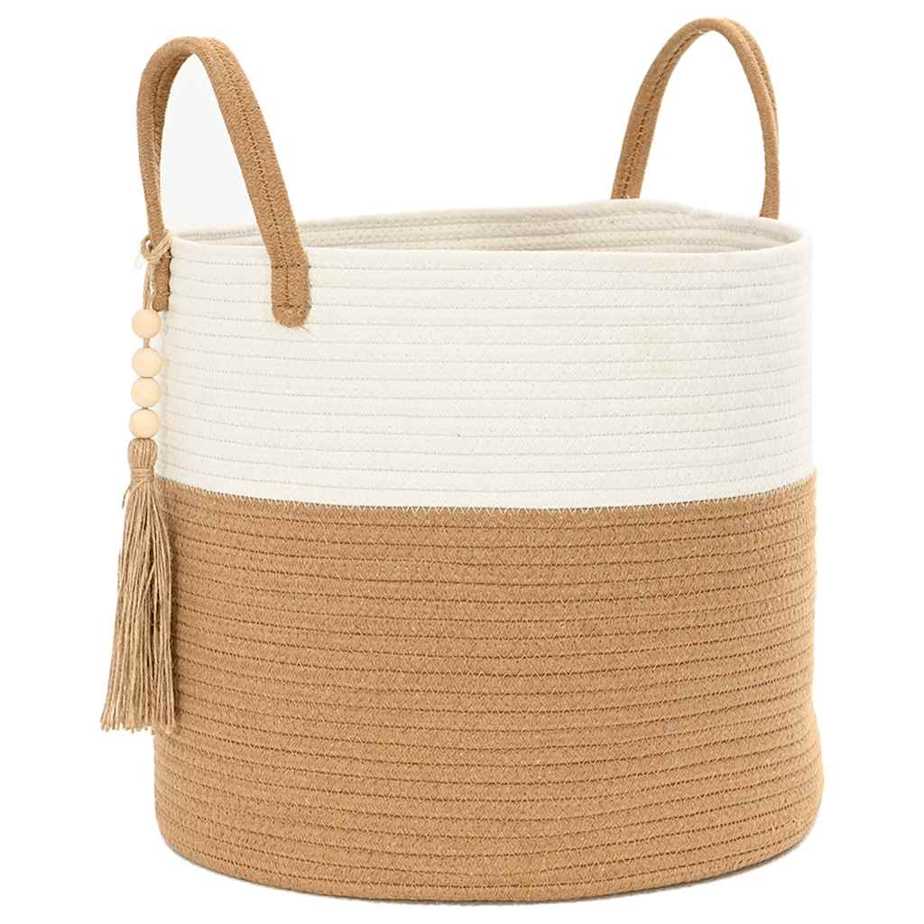 Storage Basket Brown and White Ø40x35 cm Cotton