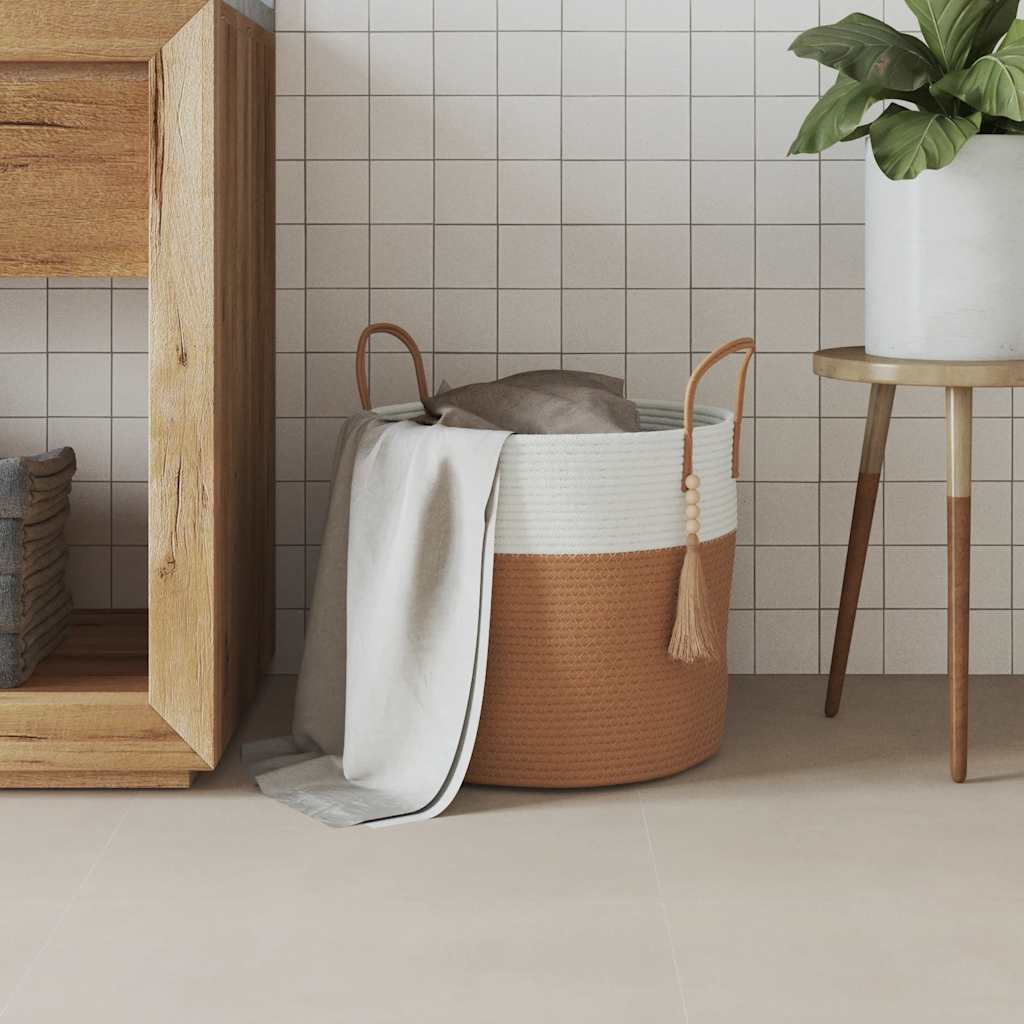 Storage Basket Brown and White Ø40x35 cm Cotton