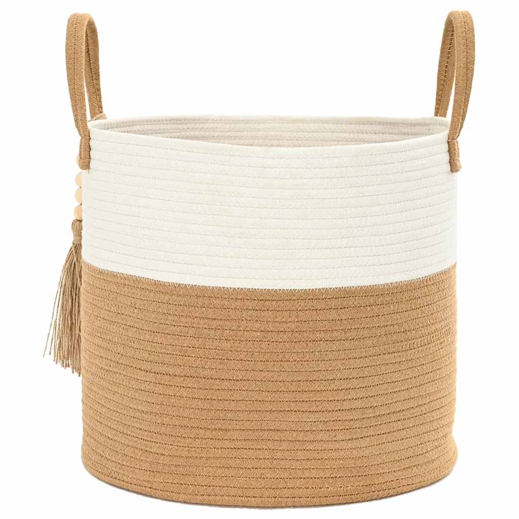 Storage Basket Brown and White Ø40x35 cm Cotton