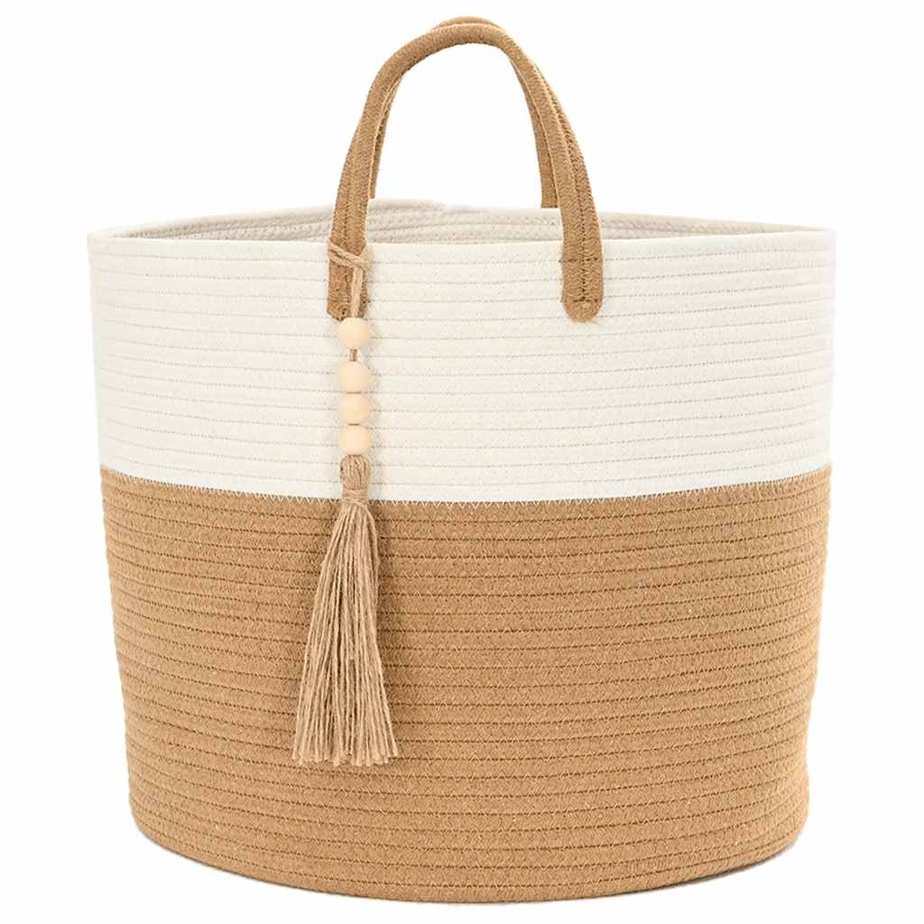 Storage Basket Brown and White Ø40x35 cm Cotton