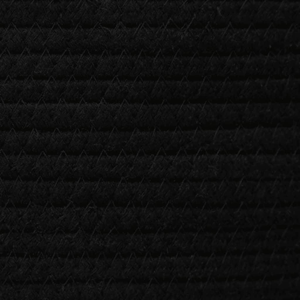 Storage Basket with Lid White and Black Ø40x35 cm Cotton